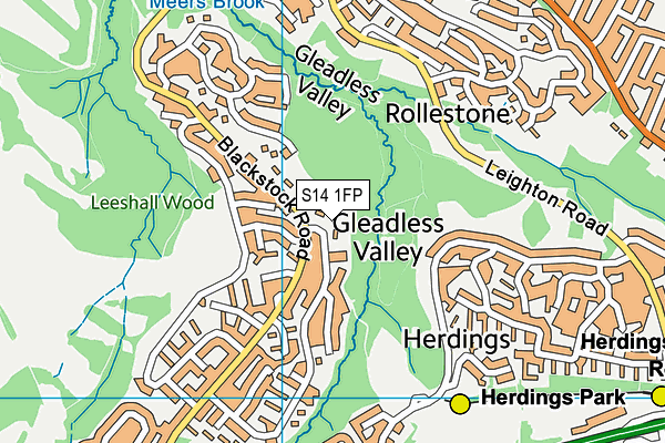 S14 1FP map - OS VectorMap District (Ordnance Survey)