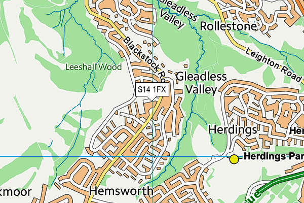 S14 1FX map - OS VectorMap District (Ordnance Survey)