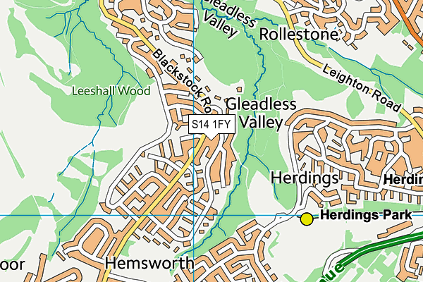 S14 1FY map - OS VectorMap District (Ordnance Survey)