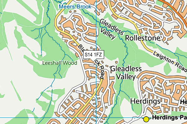 S14 1FZ map - OS VectorMap District (Ordnance Survey)