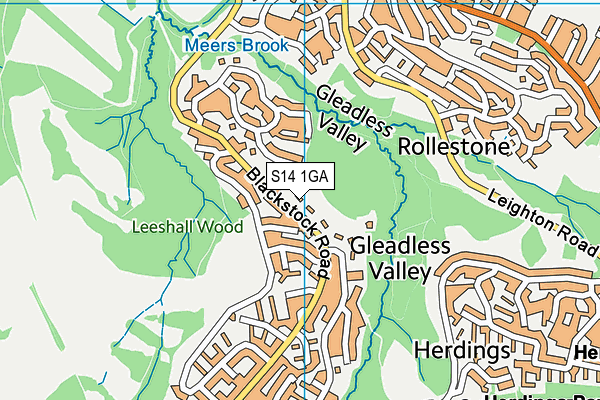 S14 1GA map - OS VectorMap District (Ordnance Survey)