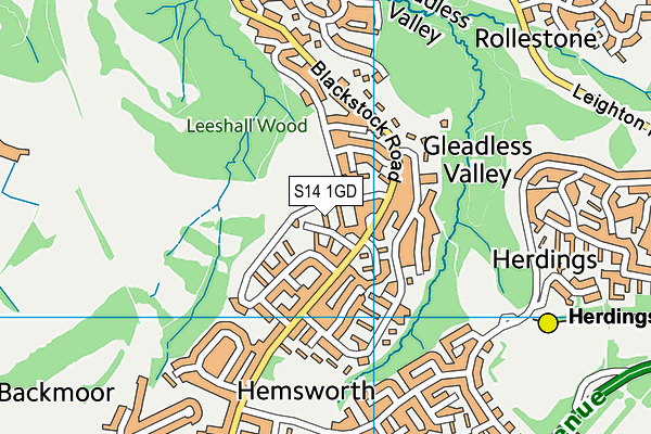 S14 1GD map - OS VectorMap District (Ordnance Survey)
