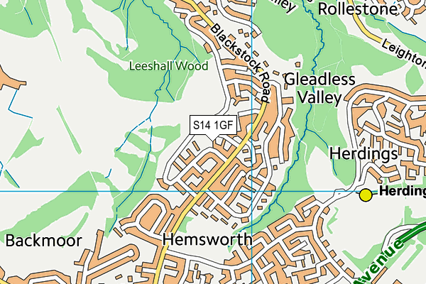 S14 1GF map - OS VectorMap District (Ordnance Survey)