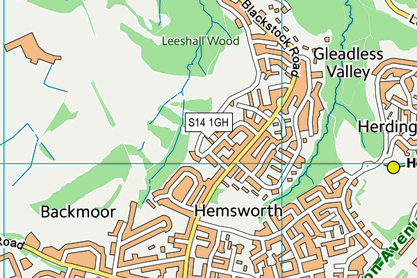 S14 1GH map - OS VectorMap District (Ordnance Survey)
