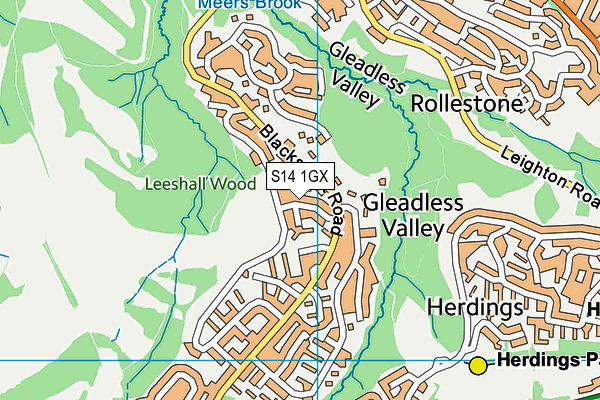 S14 1GX map - OS VectorMap District (Ordnance Survey)
