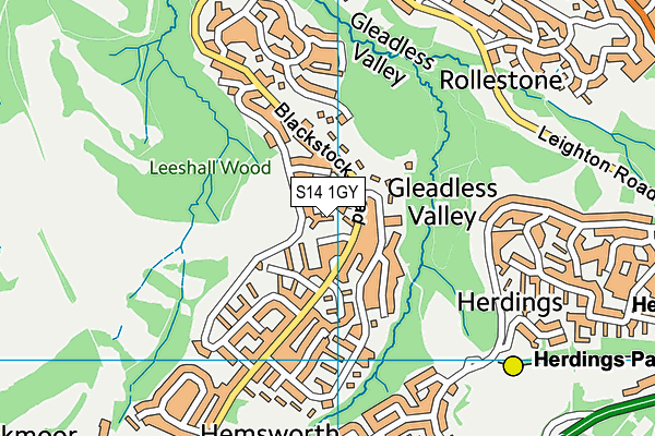 S14 1GY map - OS VectorMap District (Ordnance Survey)
