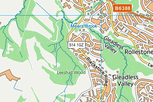 S14 1GZ map - OS VectorMap District (Ordnance Survey)