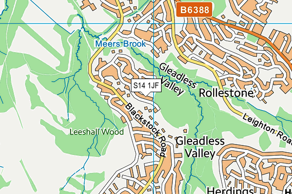 S14 1JF map - OS VectorMap District (Ordnance Survey)