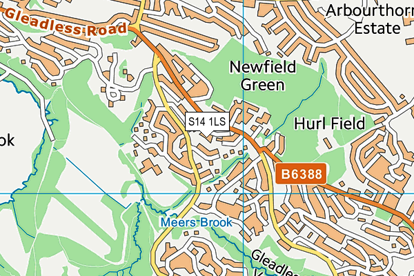 S14 1LS map - OS VectorMap District (Ordnance Survey)