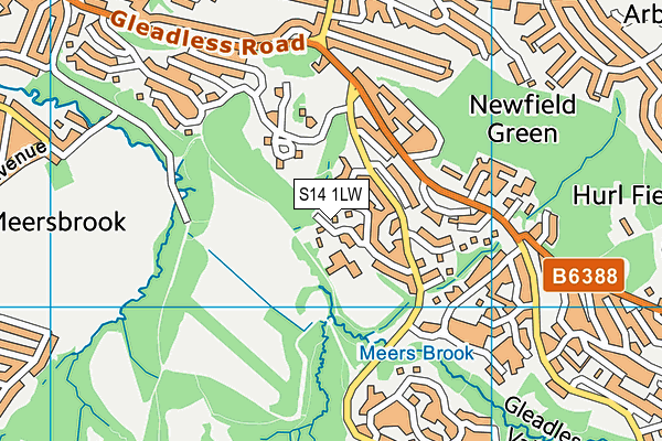 S14 1LW map - OS VectorMap District (Ordnance Survey)