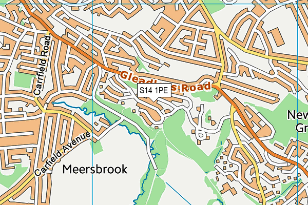 S14 1PE map - OS VectorMap District (Ordnance Survey)