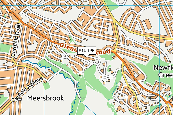 S14 1PF map - OS VectorMap District (Ordnance Survey)