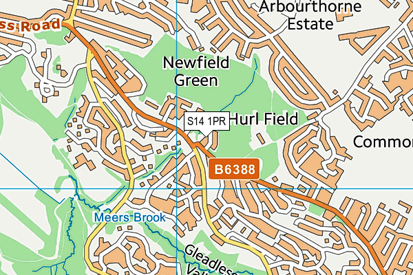 S14 1PR map - OS VectorMap District (Ordnance Survey)