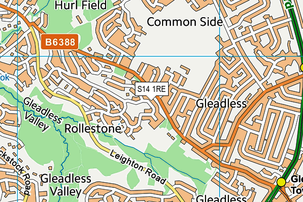 S14 1RE map - OS VectorMap District (Ordnance Survey)