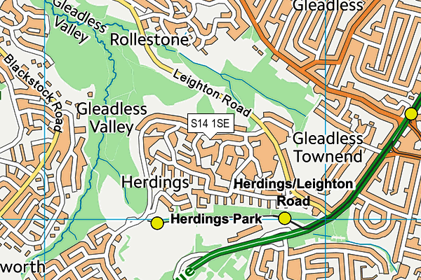 S14 1SE map - OS VectorMap District (Ordnance Survey)