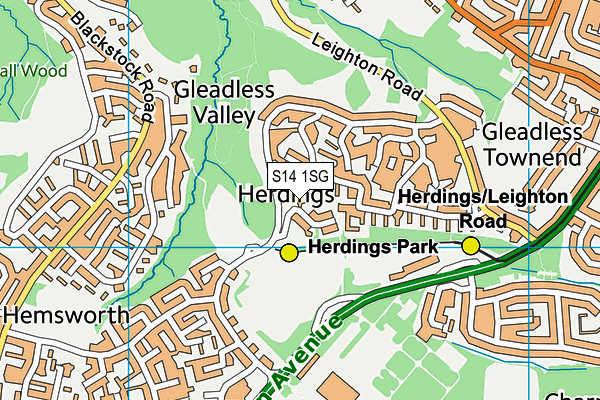 S14 1SG map - OS VectorMap District (Ordnance Survey)