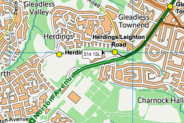 Woodlands Primary School map (S14 1SL) - OS VectorMap District (Ordnance Survey)