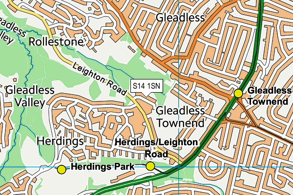 S14 1SN map - OS VectorMap District (Ordnance Survey)