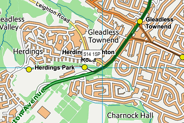 S14 1SP map - OS VectorMap District (Ordnance Survey)