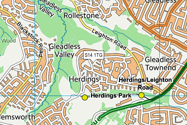 S14 1TG map - OS VectorMap District (Ordnance Survey)