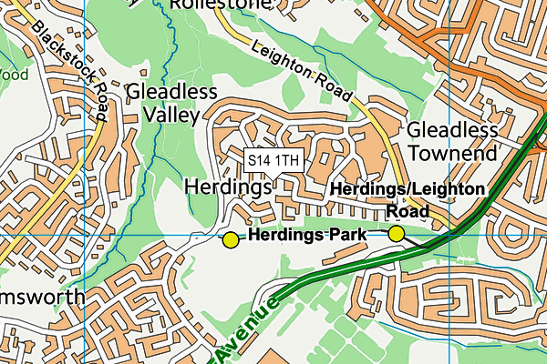 S14 1TH map - OS VectorMap District (Ordnance Survey)