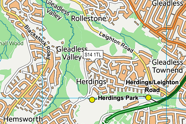 S14 1TL map - OS VectorMap District (Ordnance Survey)
