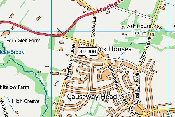 S17 3DH map - OS VectorMap District (Ordnance Survey)