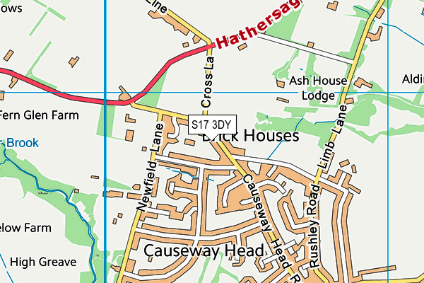 S17 3DY map - OS VectorMap District (Ordnance Survey)