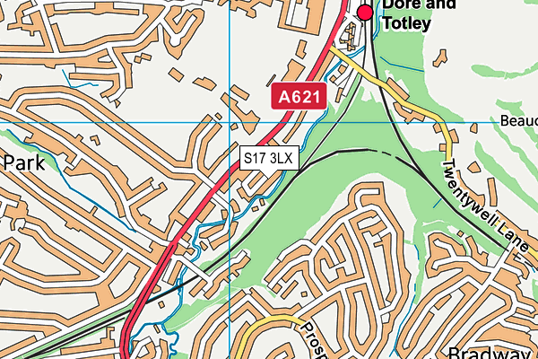 S17 3LX map - OS VectorMap District (Ordnance Survey)