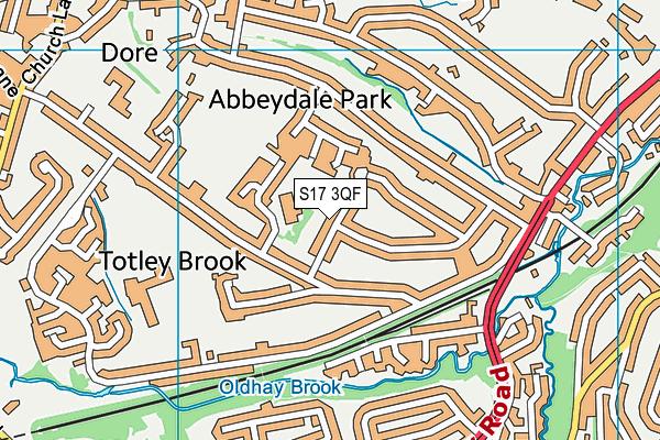 S17 3QF map - OS VectorMap District (Ordnance Survey)