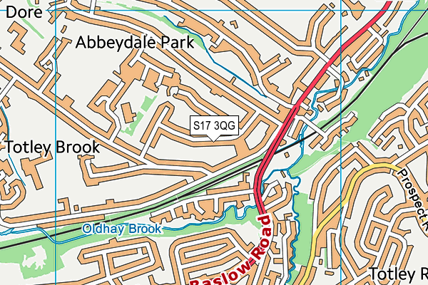 S17 3QG map - OS VectorMap District (Ordnance Survey)