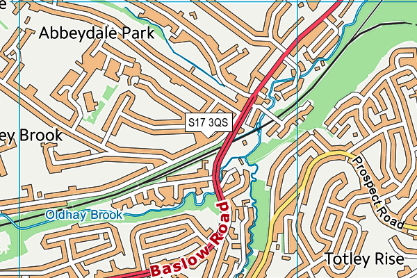 S17 3QS map - OS VectorMap District (Ordnance Survey)