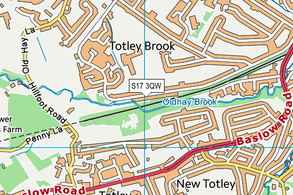 S17 3QW map - OS VectorMap District (Ordnance Survey)