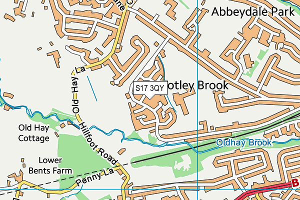 S17 3QY map - OS VectorMap District (Ordnance Survey)