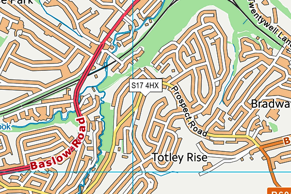 S17 4HX map - OS VectorMap District (Ordnance Survey)