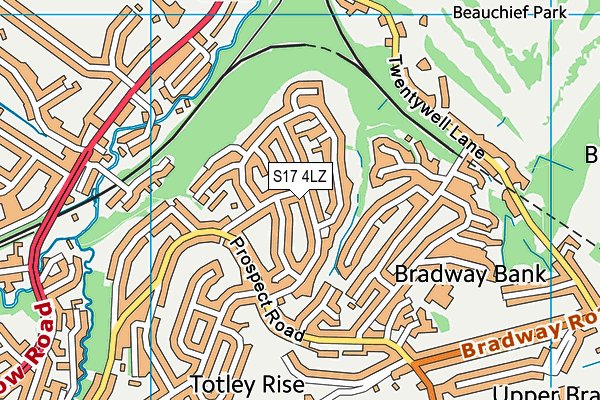 S17 4LZ map - OS VectorMap District (Ordnance Survey)