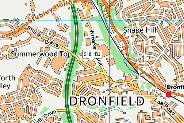 S18 1DJ map - OS VectorMap District (Ordnance Survey)