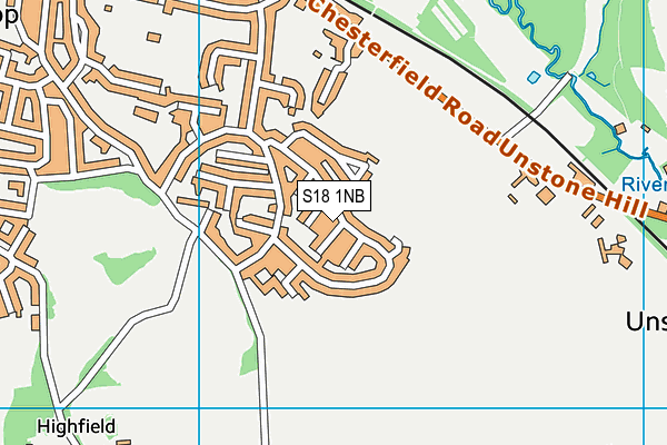 S18 1NB map - OS VectorMap District (Ordnance Survey)