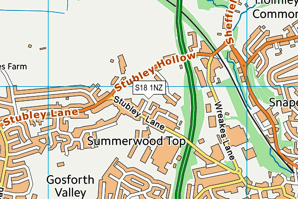 S18 1NZ map - OS VectorMap District (Ordnance Survey)