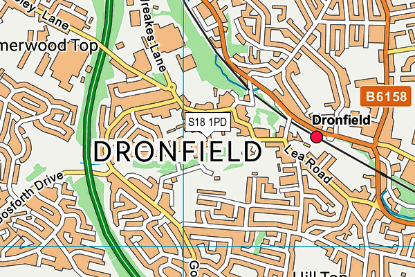 Dronfield Sports Centre map (S18 1PD) - OS VectorMap District (Ordnance Survey)
