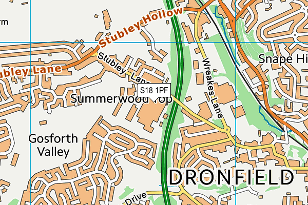 S18 1PF map - OS VectorMap District (Ordnance Survey)