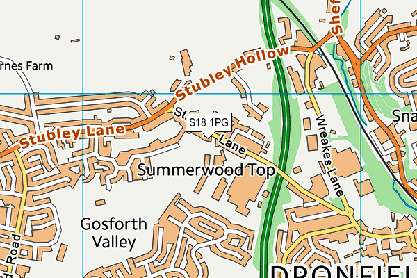 S18 1PG map - OS VectorMap District (Ordnance Survey)