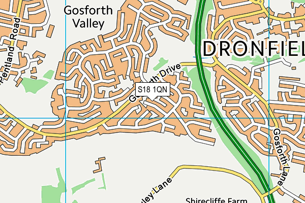 S18 1QN map - OS VectorMap District (Ordnance Survey)