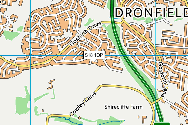 S18 1QP map - OS VectorMap District (Ordnance Survey)