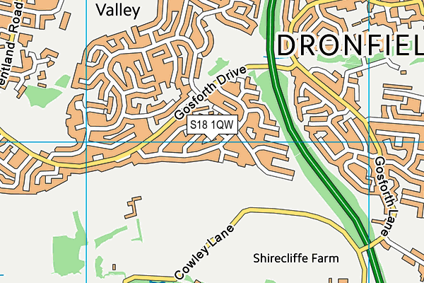 S18 1QW map - OS VectorMap District (Ordnance Survey)