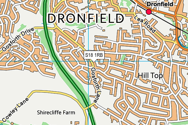 S18 1RB map - OS VectorMap District (Ordnance Survey)