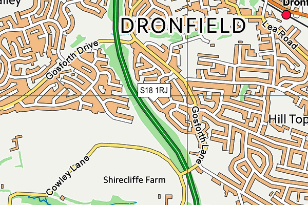 S18 1RJ map - OS VectorMap District (Ordnance Survey)