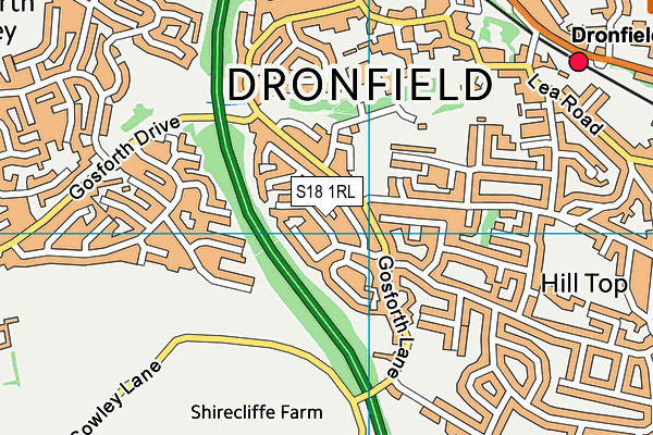 S18 1RL map - OS VectorMap District (Ordnance Survey)