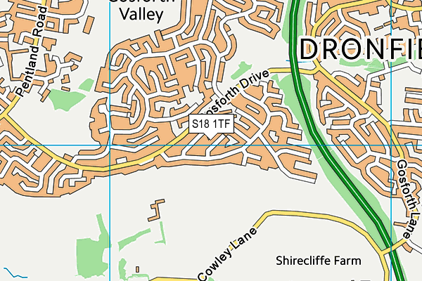 S18 1TF map - OS VectorMap District (Ordnance Survey)