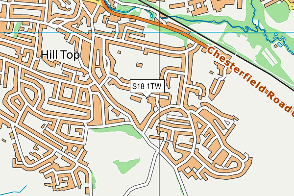 S18 1TW map - OS VectorMap District (Ordnance Survey)
